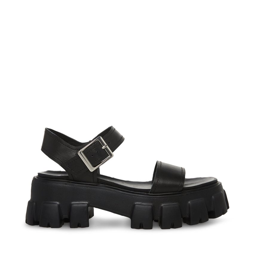 Sandalias de Plataforma Steve Madden Ellie Cuero Mujer Negras | ES CV84E2